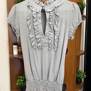 Sam & Max Light Gray Ruffled Blouse